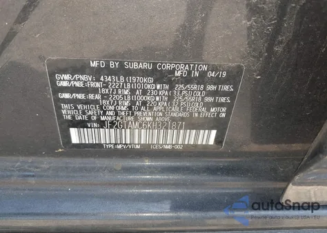 2019 Subaru Crosstrek 2.0I Limited from USA, damaged, VIN JF2GTAMC6KH321871